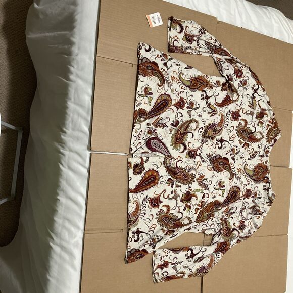 J. JILL Women's Plus Size 4X Red White Pullover Tunic Top Paisley - Picture 4 of 6